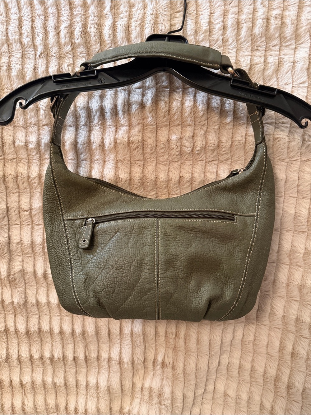 Tignanello Olive Green Leather Shoulder Bag
